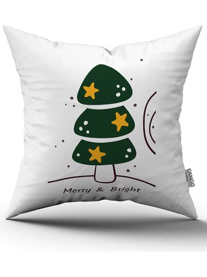 Cango Home Yeşil Çok Renkli Yılbaşı Temalı Dijital Baskılı Kırlent Kılıfı CGH876