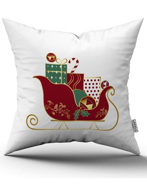 Cango Home Kırmızı Yeşil Yılbaşı Temalı Dijital Baskılı Kırlent Kılıfı CGH901