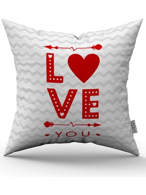 Cango Home Kırmızı Gri Modern Sevgililer Günü Temalı Dijital Baskılı Kırlent Kılıfı CGH973