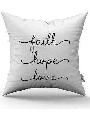 Cango Home Beyaz Siyah Modern Sevgililer Günü Temalı Dijital Baskılı Kırlent Kılıfı CGH990