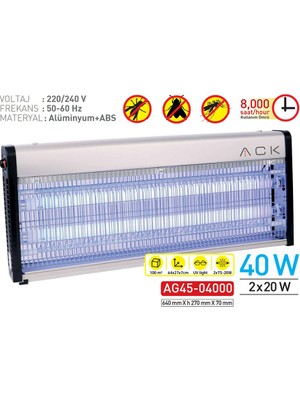 Ack AG45-04000 2X20W Elektrikli Sinek ve Haşere Öldürücü Armatür