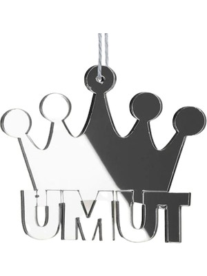 Herkesetoptantic Kişiye Özel Taçlı Dikiz Aynası Süsü Pleksi (Gümüş)