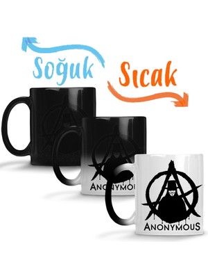 Baskı Dükkanı Anonymous V For Vendetta Sihirli Kupa Bardak Porselen
