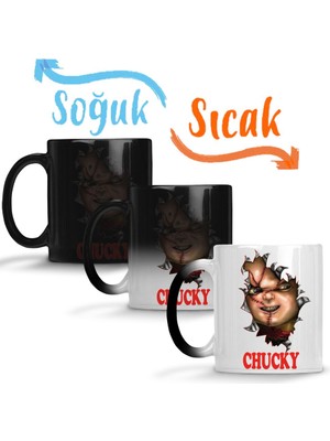 Baskı Dükkanı Chucky Korku Sihirli Kupa Bardak Porselen