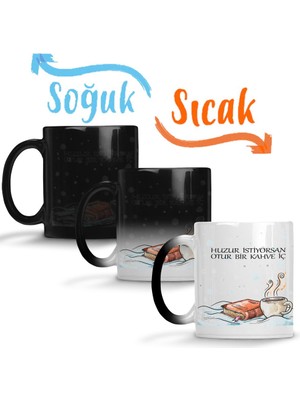 Baskı Dükkanı Huzur Istiyorsan, Kahve Iç Sihirli Kupa Bardak Porselen