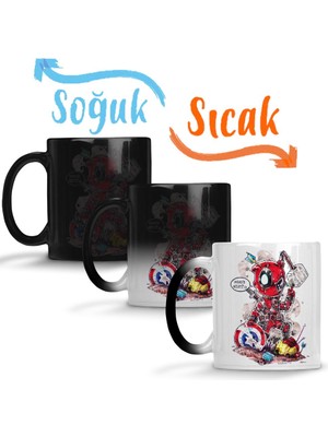 Baskı Dükkanı Deadpool Sihirli Kupa Bardak Porselen