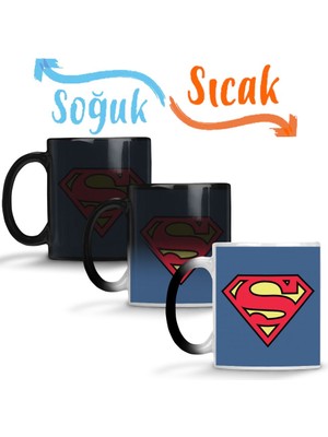 Baskı Dükkanı Supermen Sihirli Kupa Bardak Porselen
