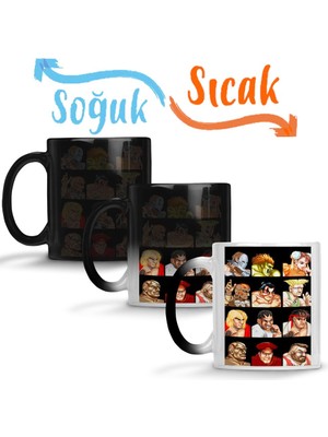 Baskı Dükkanı Personagens Street Fighter Sihirli Kupa Bardak Porselen