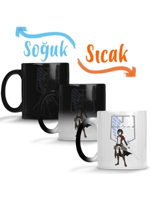 Baskı Dükkanı Attack On Titan Mikasa Sihirli Kupa Bardak Porselen
