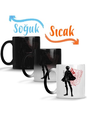 Baskı Dükkanı Attack On Titan Crimson Levi Sihirli Kupa Bardak Porselen