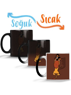 Baskı Dükkanı Cepte Kaplan Aslan Sihirli Kupa Bardak Porselen