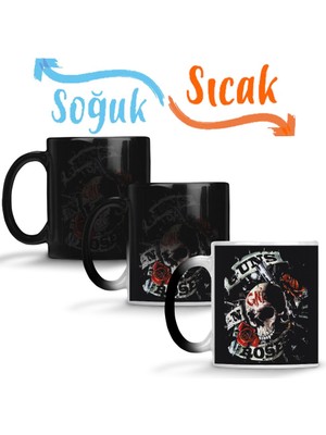 Baskı Dükkanı Guns N Roses Guns Roses Estampa Sihirli Kupa Bardak Porselen