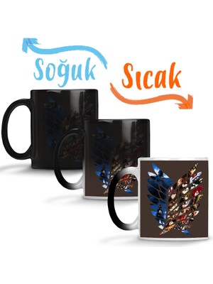 Baskı Dükkanı Attack On Titan Survey Corps Sihirli Kupa Bardak Porselen