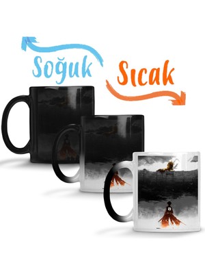 Baskı Dükkanı Attack On Titan Sihirli Kupa Bardak Porselen