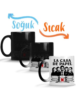 Baskı Dükkanı La Casa De Papel Netflix Sihirli Kupa Bardak Porselen