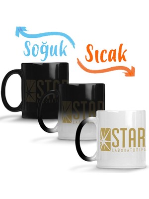 Baskı Dükkanı The Flash Star Lab Sihirli Kupa Bardak Porselen