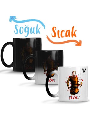 Baskı Dükkanı Vikings Floki Black Knight Sihirli Kupa Bardak Porselen