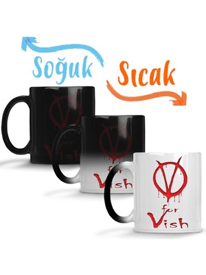 Baskı Dükkanı V For Vish Kan Sihirli Kupa Bardak Porselen