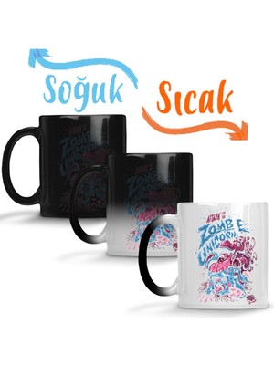 Baskı Dükkanı The Walking Dead Zombie Face Sihirli Kupa Bardak Porselen