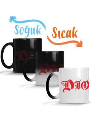 Baskı Dükkanı Dio Logo Rainbow Black Sabbath Iron Maiden Saxon Wasp Scorpions Accept Sihirli Kupa Bardak Porselen