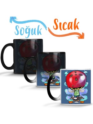 Baskı Dükkanı Skull Cute Sihirli Kupa Bardak Porselen