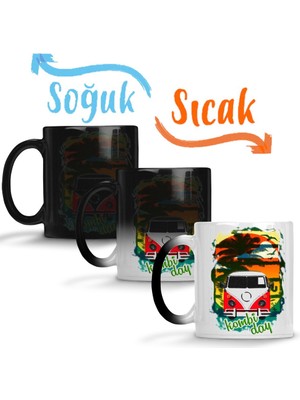 Baskı Dükkanı Volkswagen Kombi Day Sihirli Kupa Bardak Porselen