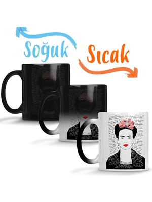 Baskı Dükkanı Frida Kahlo Kelebekler Sihirli Kupa Bardak Porselen