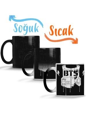 Baskı Dükkanı Bts Logo Sihirli Kupa Bardak Porselen