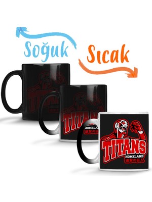 Baskı Dükkanı Attack On Titan Go Tıtans 001 Sihirli Kupa Bardak Porselen