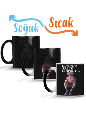 Baskı Dükkanı See You Space Cowboy Bebop Sihirli Kupa Bardak Porselen