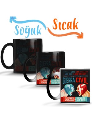 Baskı Dükkanı Lucha Libre Cap ve Iron Man Sihirli Kupa Bardak Porselen