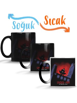 Baskı Dükkanı Superheros Spider The Animated Sihirli Kupa Bardak Porselen