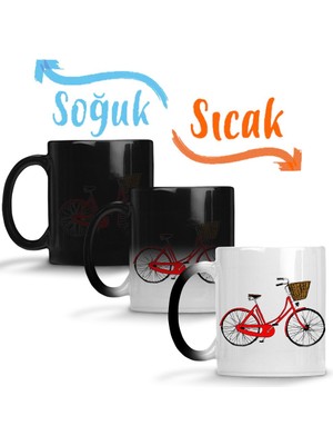 Baskı Dükkanı Bisiklet Retro Sihirli Kupa Bardak Porselen