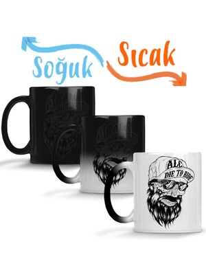 Baskı Dükkanı Beard Skull Sihirli Kupa Bardak Porselen