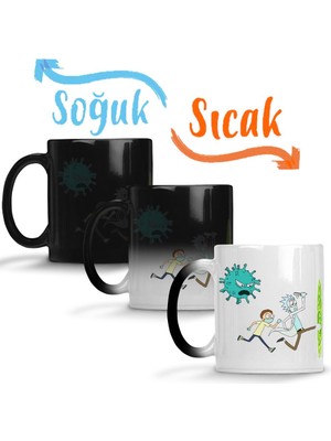 Baskı Dükkanı Corona With Ricky ve Morty Sihirli Kupa Bardak Porselen