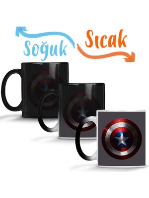 Baskı Dükkanı Captain America 2 Sihirli Kupa Bardak Porselen