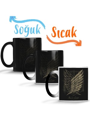 Baskı Dükkanı Attack On Titan Recon Corps Sihirli Kupa Bardak Porselen