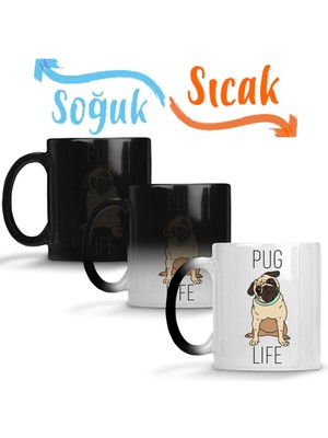 Baskı Dükkanı Pug Life Köpek 02 Sihirli Kupa Bardak Porselen