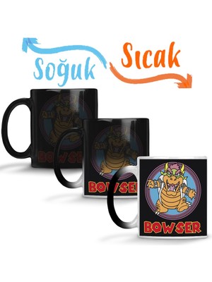 Baskı Dükkanı King Bowser Super Mario Classica Fanart Sihirli Kupa Bardak Porselen