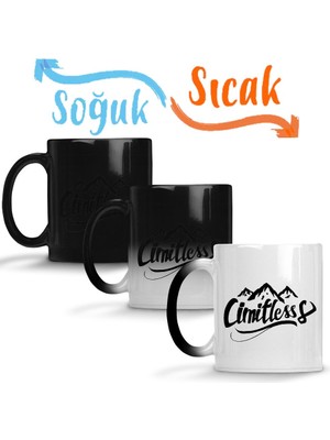 Baskı Dükkanı Cimitless Limitless Logo Preto Sihirli Kupa Bardak Porselen