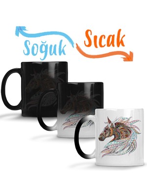 Baskı Dükkanı Color Horse Sihirli Kupa Bardak Porselen