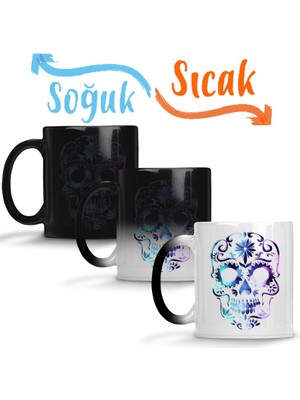 Baskı Dükkanı Caveira Colors Sihirli Kupa Bardak Porselen