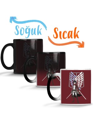 Baskı Dükkanı Attack On Titan Mikasa Sihirli Kupa Bardak Porselen