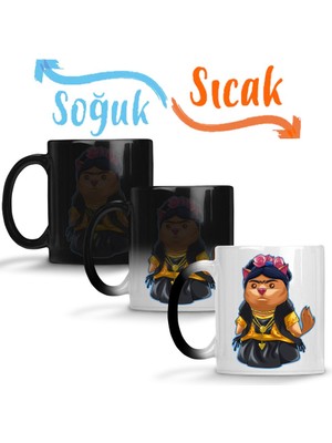 Baskı Dükkanı Frida Kahlo Frida Catlo Sihirli Kupa Bardak Porselen