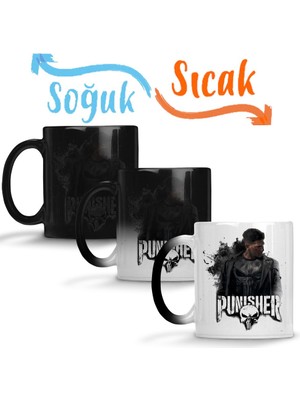 Baskı Dükkanı The Punısher Justiceiro Serie Sihirli Kupa Bardak Porselen