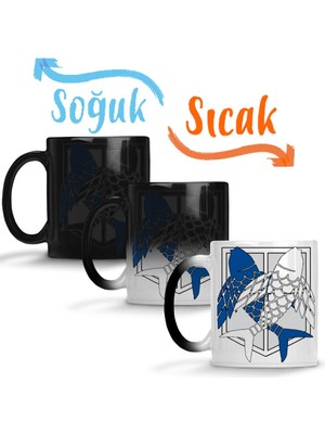 Baskı Dükkanı Attack On Titan Survey Corps Fish Of Freedom Sihirli Kupa Bardak Porselen