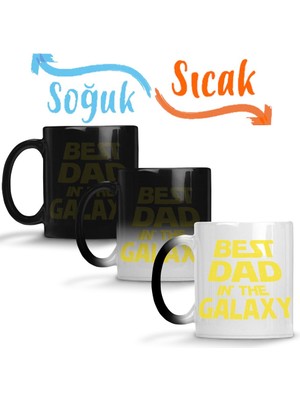 Baskı Dükkanı Best Dad In The Galaxy Sihirli Kupa Bardak Porselen