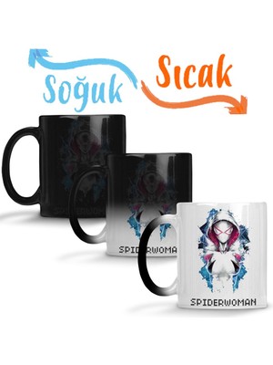 Baskı Dükkanı Spider Woman Sihirli Kupa Bardak Porselen