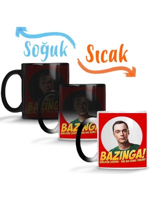 Baskı Dükkanı The Big Bang Theory Sheldon Cooper Bazinga Sihirli Kupa Bardak Porselen