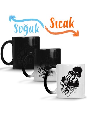 Baskı Dükkanı Skull Boina Sihirli Kupa Bardak Porselen